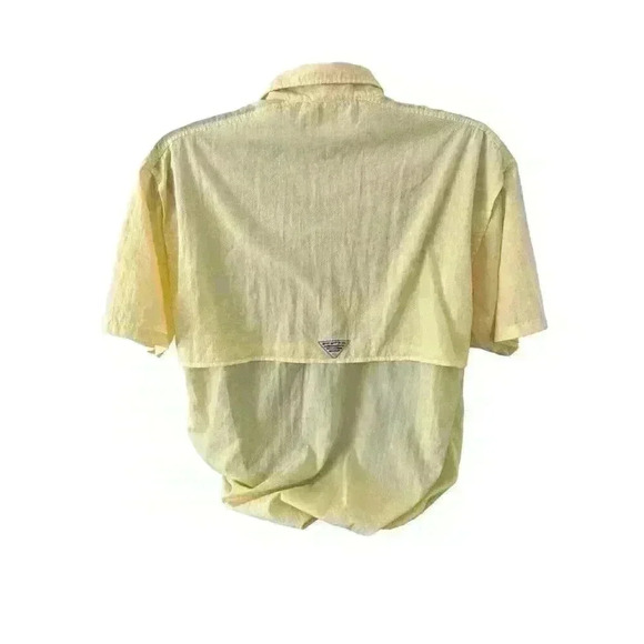 Men's Yellow PFG Bahama Short Sleeve Columbia Button Down Shirt Size L Large - Picture 8 of 8